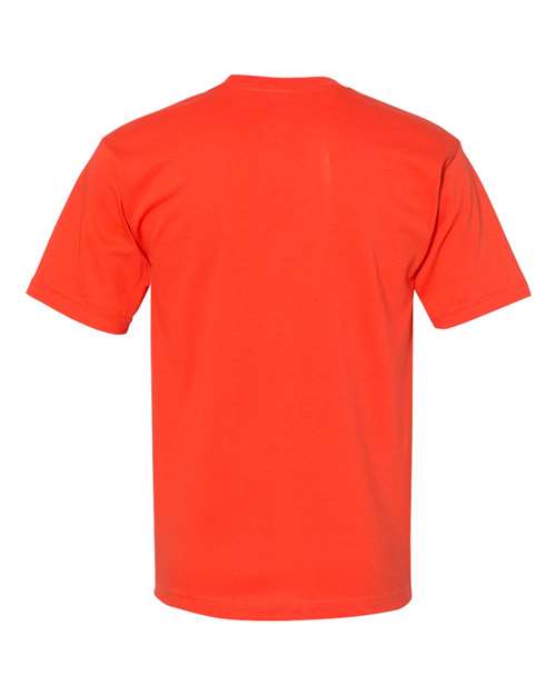 Bayside 5070 Unisex USA-Made Midweight Pocket T-Shirt - Bright Orange - back