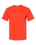 Bayside 5070 Unisex USA-Made Midweight Pocket T-Shirt - Bright Orange - front