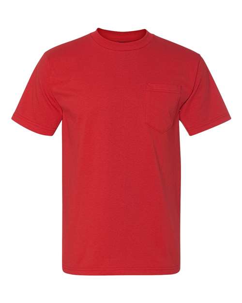 Bayside 3015 Unisex Union-Made Pocket T-Shirt - Red - front