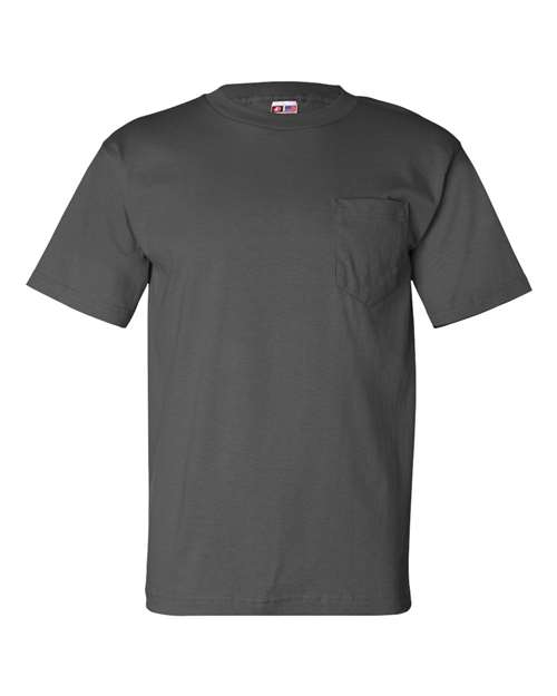 Bayside 7100 Unisex USA-Made Pocket T-Shirt - Charcoal - front