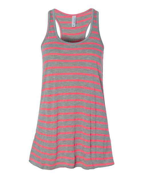 BELLA + CANVAS 8800 Women's Flowy Racerback Tank - Athletic Heather/ Neon Pink - front