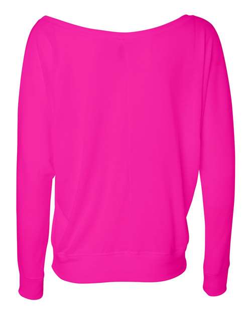 BELLA + CANVAS 8850 Women’s Flowy Off Shoulder Long Sleeve Tee - Neon Pink - back