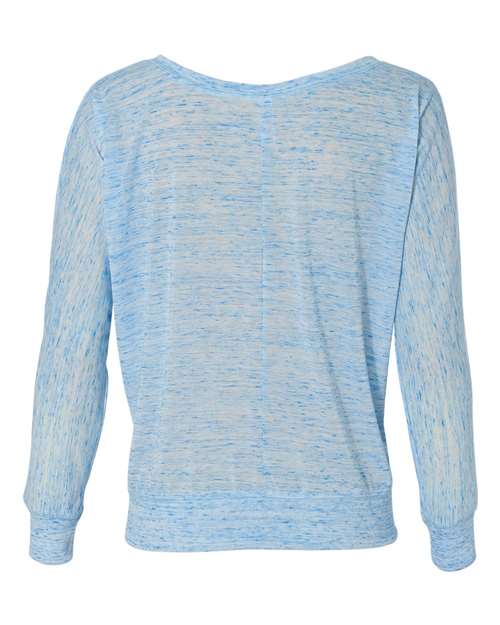 BELLA + CANVAS 8850 Women’s Flowy Off Shoulder Long Sleeve Tee - Blue Marble - back