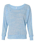 BELLA + CANVAS 8850 Women’s Flowy Off Shoulder Long Sleeve Tee - Blue Marble - front