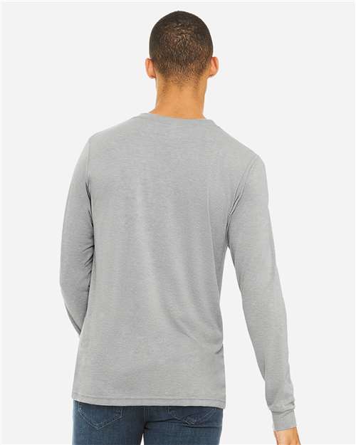 BELLA + CANVAS 3513 Unisex Triblend Long Sleeve Tee - Athletic Grey Triblend - model back