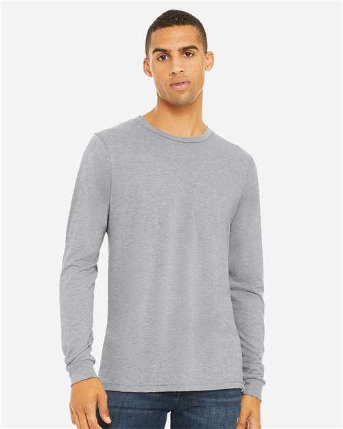 BELLA + CANVAS 3513 Unisex Triblend Long Sleeve Tee - Athletic Grey Triblend - model front
