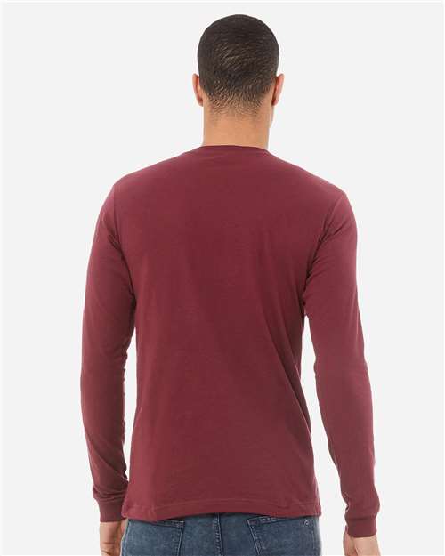 BELLA + CANVAS 3513 Unisex Triblend Long Sleeve Tee - Maroon Triblend - model back