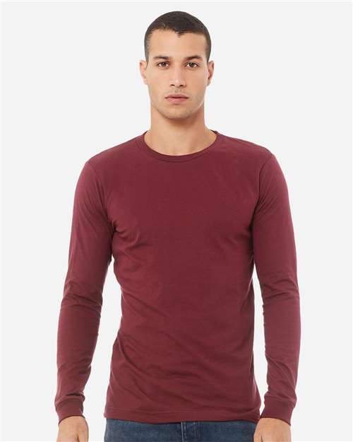 BELLA + CANVAS 3513 Unisex Triblend Long Sleeve Tee - Maroon Triblend - model front