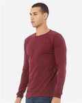 BELLA + CANVAS 3513 Unisex Triblend Long Sleeve Tee - Maroon Triblend - model side