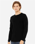BELLA + CANVAS 3513 Unisex Triblend Long Sleeve Tee - Solid Black Triblend - model side