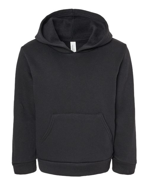 BELLA + CANVAS 3719T Toddler Sponge Fleece Pullover Hoodie Sweatshirt - Black - front