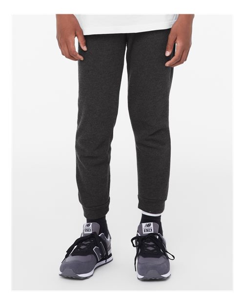 BELLA + CANVAS 3727Y Youth Jogger Sweatpants - Dark Grey Heather - model front