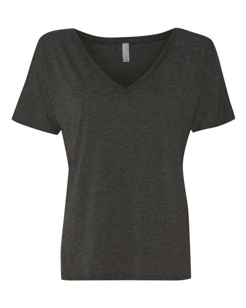 BELLA + CANVAS 8815 Women’s Slouchy V-Neck Tee - Dark Grey Heather - front