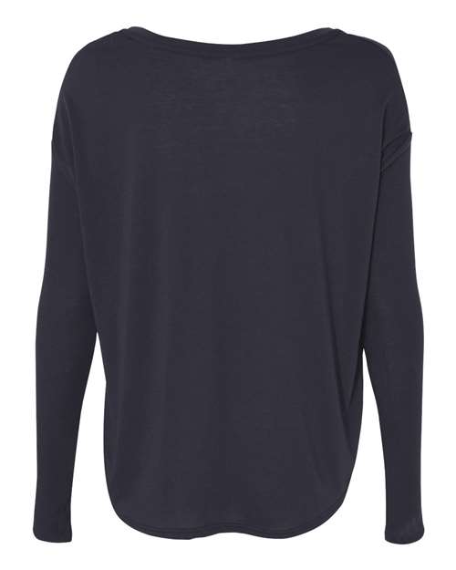 BELLA + CANVAS 8852 Women’s Flowy 2x1 Ribbed Long Sleeve Tee - Midnight - back