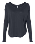 BELLA + CANVAS 8852 Women’s Flowy 2x1 Ribbed Long Sleeve Tee - Midnight - front