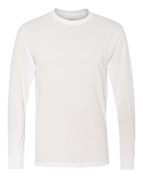 Jerzees 21MLR Unisex Dri-Power Performance Long Sleeve T-Shirt - White - front