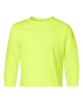 Jerzees 29BLR Youth Dri-Power Long Sleeve 50/50 T-Shirt - Safety Green - front