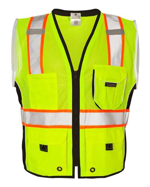 Kishigo 1513-1514 Unisex Premium Black Series Heavy-Duty Vest - Lime - front