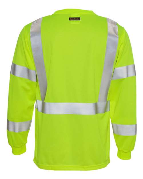 Kishigo 9145-9146 Unisex Long Sleeve Class 3 T-Shirt - Lime - back
