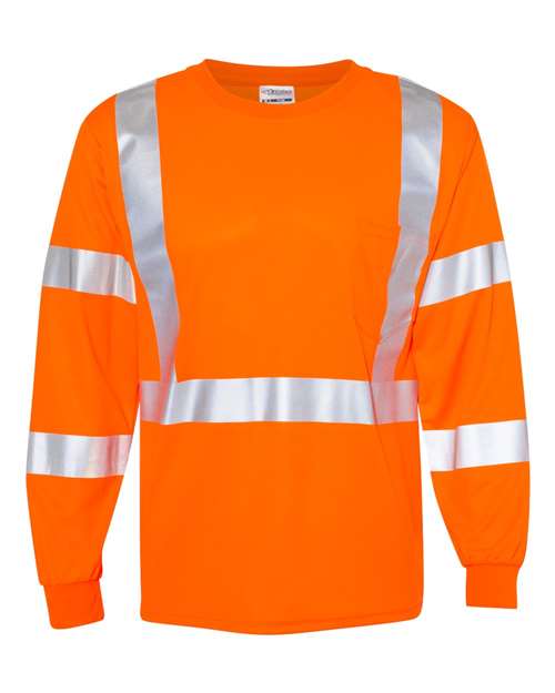Kishigo 9145-9146 Unisex Long Sleeve Class 3 T-Shirt - Orange - front