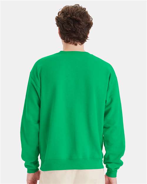 Hanes P160 EcoSmart Crewneck Sweatshirt - Kelly Green - model back