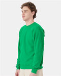 Hanes P160 EcoSmart Crewneck Sweatshirt - Kelly Green - model side