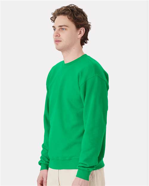 Hanes P160 EcoSmart Crewneck Sweatshirt - Kelly Green - model side