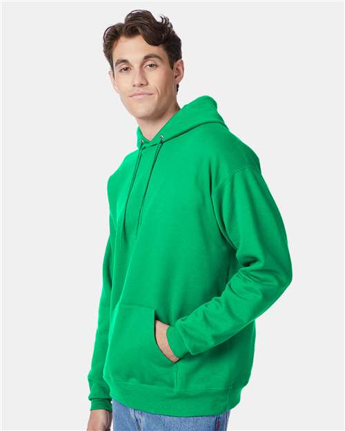 Hanes P170 EcoSmart Hooded Sweatshirt - Kelly Green - model side