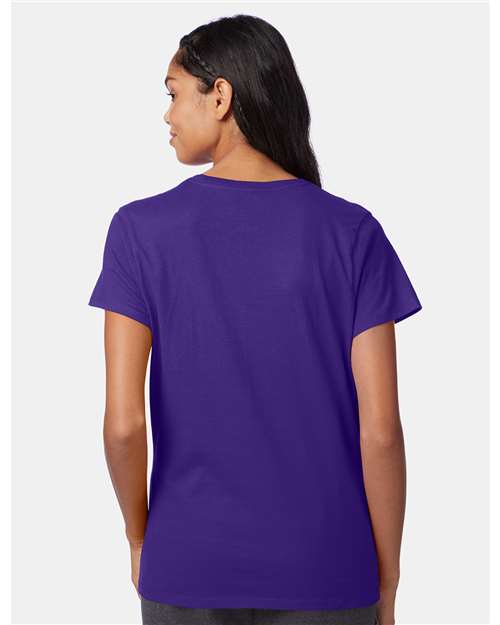 Hanes SL04 Women's Perfect-T T-Shirt - Purple - model back