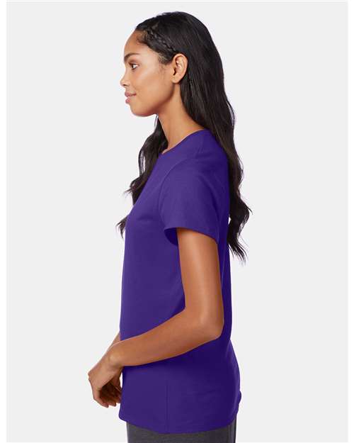 Hanes SL04 Women's Perfect-T T-Shirt - Purple - model side