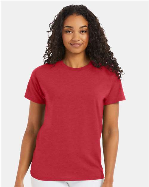 Hanes 5170 Unisex EcoSmart T-Shirt - Heather Red - model front