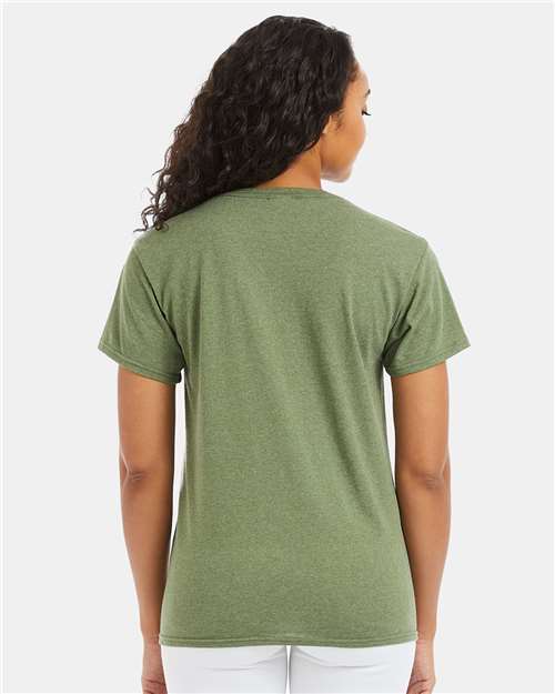 Hanes 5170 Unisex EcoSmart T-Shirt - Heather Green - model back
