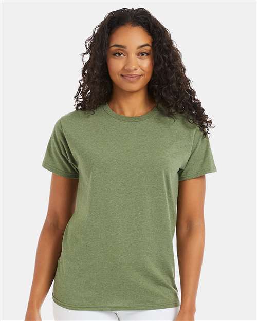 Hanes 5170 Unisex EcoSmart T-Shirt - Heather Green - model front