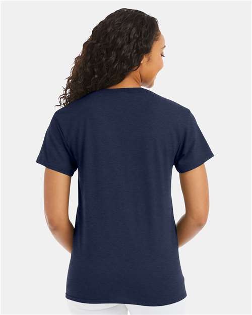 Hanes 5170 Unisex EcoSmart T-Shirt - Heather Navy - model back