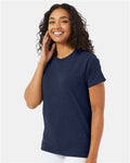 Hanes 5170 Unisex EcoSmart T-Shirt - Heather Navy - model side