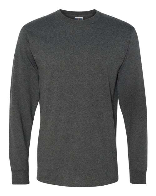 Jerzees 29LSR Unisex Dri-Power Long Sleeve 50/50 T-Shirt - Black Heather - front