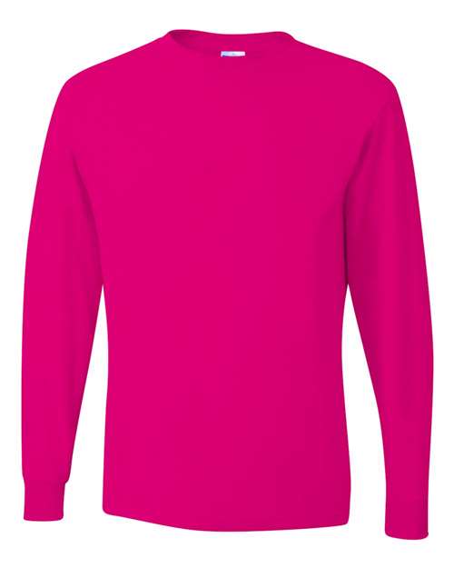 Jerzees 29LSR Unisex Dri-Power Long Sleeve 50/50 T-Shirt - Cyber Pink - front
