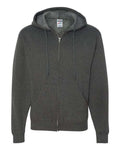 Jerzees 993MR Unisex NuBlend Full-Zip Hooded Sweatshirt - Black Heather - front