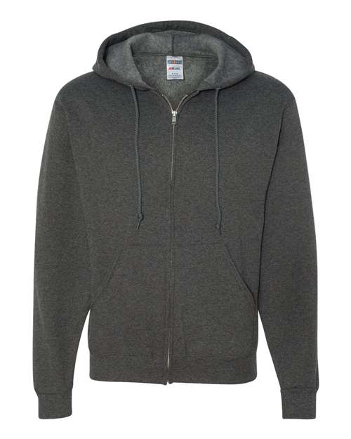 Jerzees 993MR Unisex NuBlend Full-Zip Hooded Sweatshirt - Black Heather - front