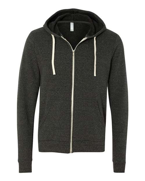 BELLA + CANVAS 3909 Unisex Triblend Sponge Fleece Full-Zip Hoodie Sweatshirt - Charcoal Black Triblend - front