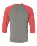BELLA + CANVAS 3200 Unisex Three-Quarter Sleeve Baseball Tee - Grey/ Red Triblend - back