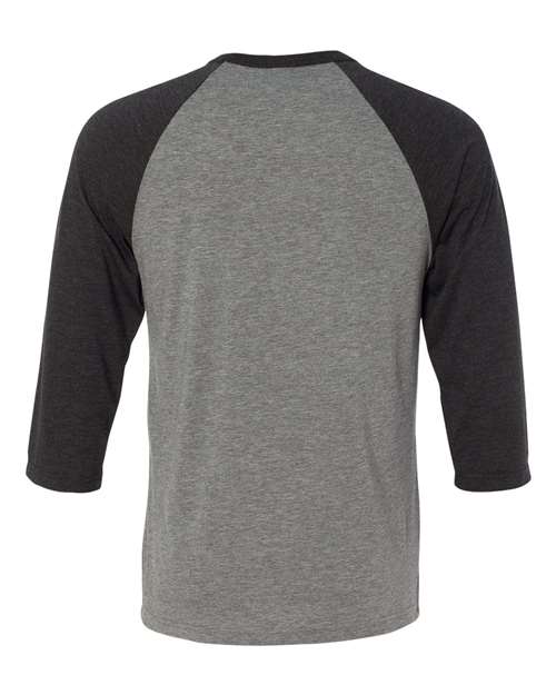 BELLA + CANVAS 3200 Unisex Three-Quarter Sleeve Baseball Tee - Grey/ Charcoal Black Triblend - back