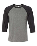 BELLA + CANVAS 3200 Unisex Three-Quarter Sleeve Baseball Tee - Grey/ Charcoal Black Triblend - front