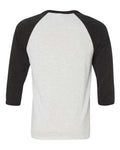 BELLA + CANVAS 3200 Unisex Three-Quarter Sleeve Baseball Tee - White Fleck/ Charcoal Triblend - back