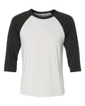 BELLA + CANVAS 3200 Unisex Three-Quarter Sleeve Baseball Tee - White Fleck/ Charcoal Triblend - front