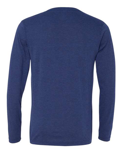 BELLA + CANVAS 3425 Unisex Long Sleeve V-Neck Tee - Navy Triblend - back