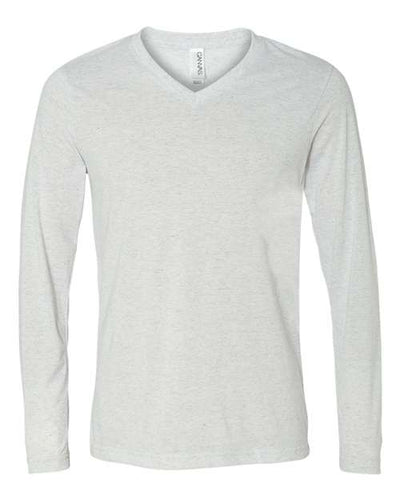 BELLA + CANVAS 3425 Unisex Long Sleeve V-Neck Tee - White Fleck Triblend - front