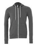 Bella + Canvas 3739 Sponge Fleece Full-Zip Hoodie Sweatshirt - Asphalt - flat front