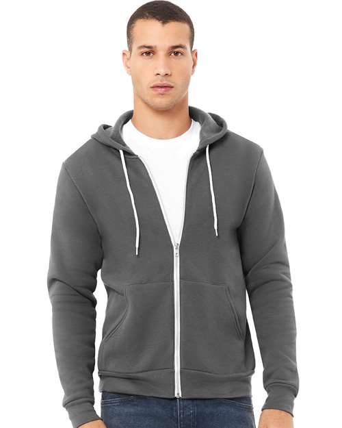 Bella + Canvas 3739 Sponge Fleece Full-Zip Hoodie Sweatshirt - Asphalt - model front