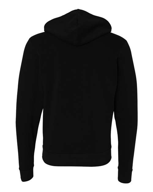 Bella + Canvas 3739 Sponge Fleece Full-Zip Hoodie Sweatshirt - Black - back